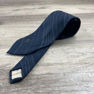 Bronzini Men’s Tie Blue With White Pin Lines Stripes Vintage Unicorn Horse